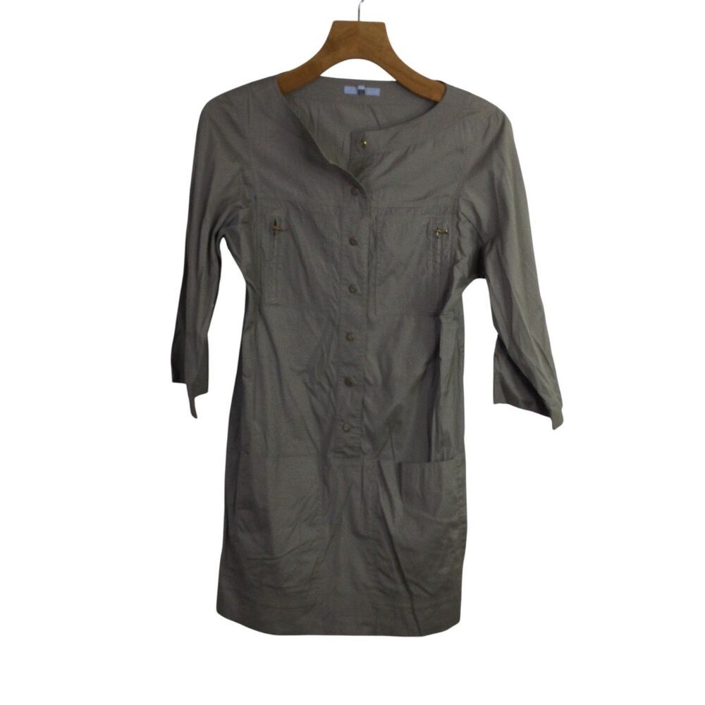 Strenesse Blue Womens Shirt Dress Button Front Long Sleeves Taupe Size 2